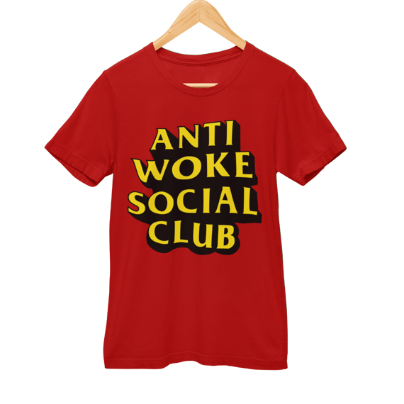 Camiseta Anti Woke - Vermelha e Azul, unissex