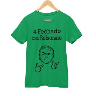Nome do produto Camiseta #Fechado com Bolsonaro - Verde e Amarela, unissex
