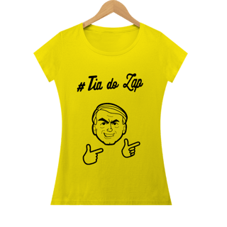 Nome do produto Camiseta #Tia do Zap - Amarela e Rosa, feminina