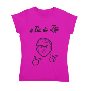 Camiseta #Tia do Zap - Amarela e Rosa, feminina