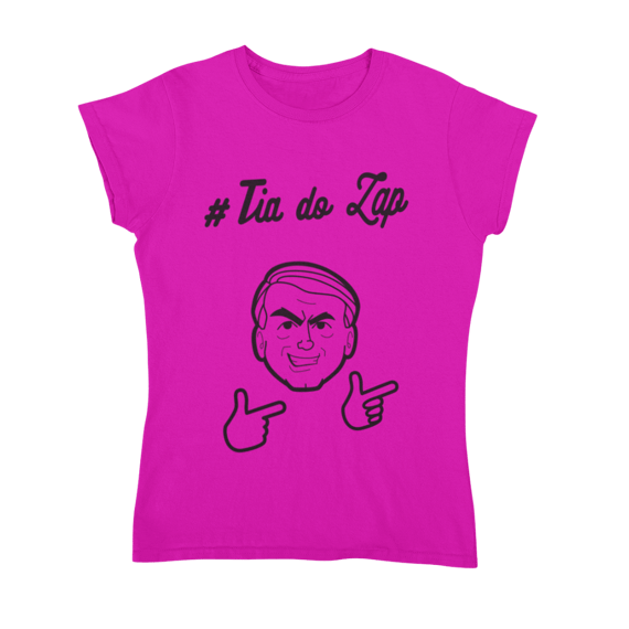 Camiseta #Tia do Zap - Amarela e Rosa, feminina