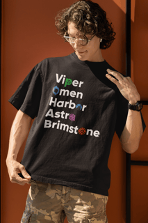 Camiseta Valorant Controladores Preta ( colorida ) 