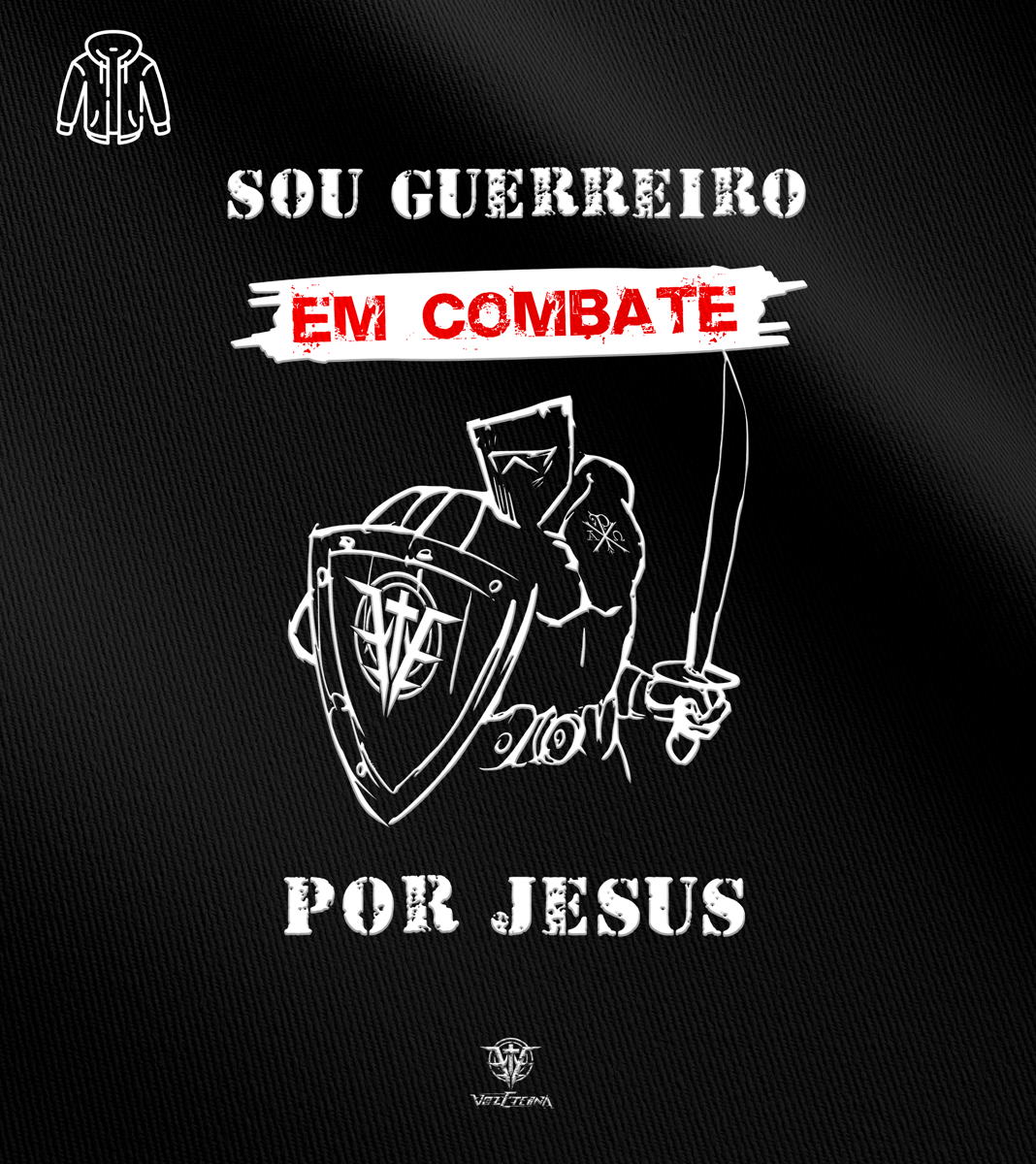 Nome do produto: Moletom com zíper Voz Eterna - Guerreiro em Combate