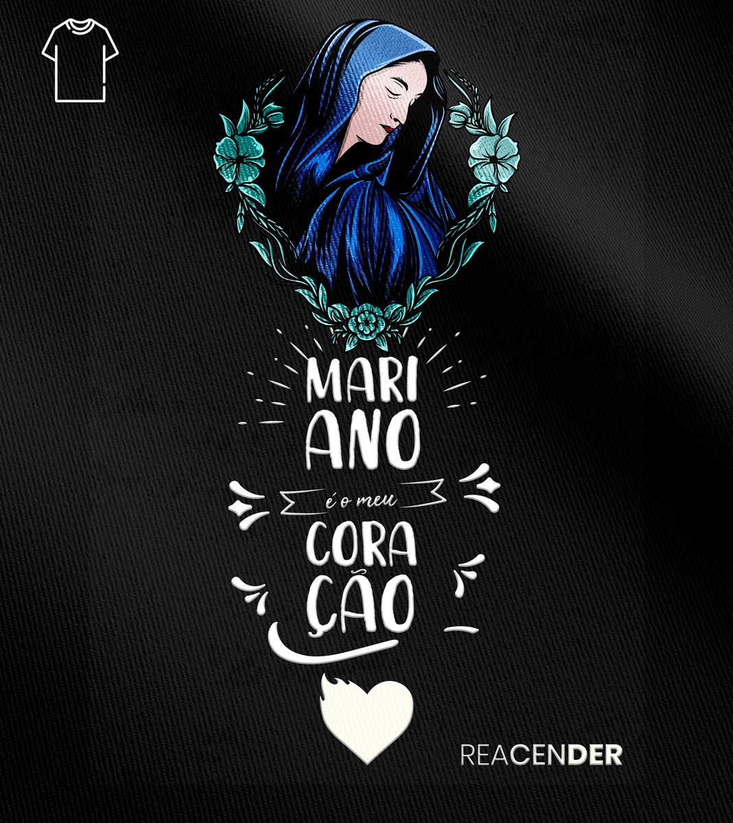 Nome do produto: Camiseta Masculina Ministério Reacender - Mariano é meu Coração