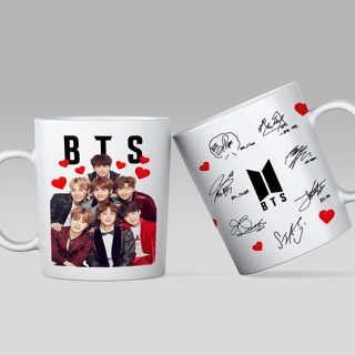 Caneca BTS com autógrafos