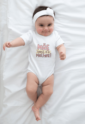 Body Infantil Mãe é a Melhor - Rosa