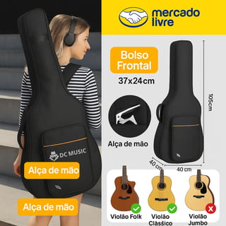 Nome do produto Capa Bag Luxo Acolchoada Estofada P/ Violão Classico Folk
