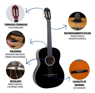 Nome do produto Kit Violão Iniciante Giannini Acústico N14 Nylon