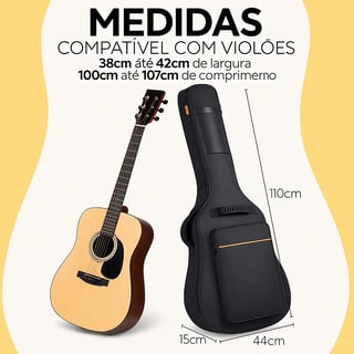 Nome do produto Capa Bag Luxo Acolchoada Estofada P/ Violão Classico Folk