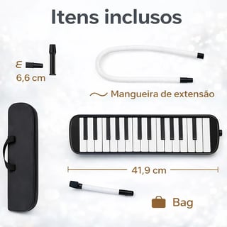 Nome do produto Escaleta Melódica 32 Teclas Sg-32 Preta Com Capa E Acessórios
