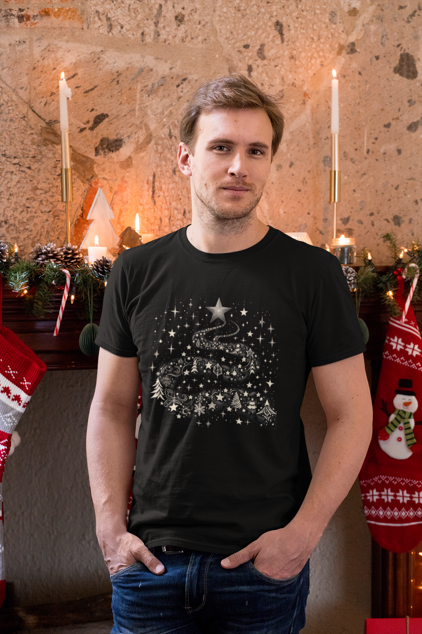 Camiseta Estampada Natal Caminho de Estrelas