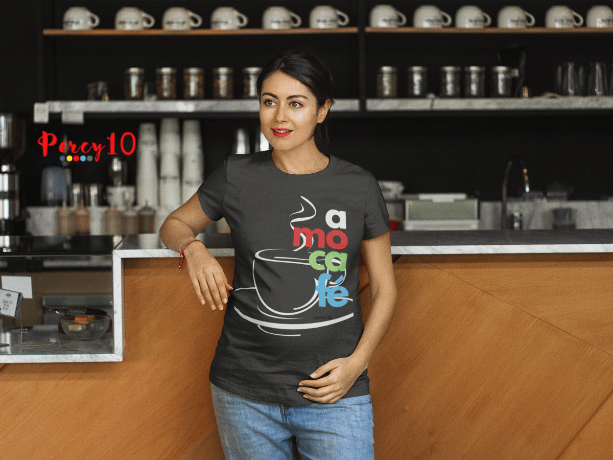 Nome do produto: Camiseta Dimona Feminina Personalizada Estampada Amo Café 