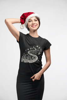 Camiseta Estampada Feminina Natal Caminho de Estrelas