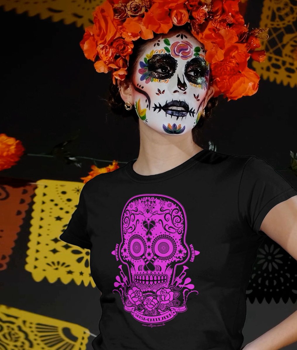 Nome do produto: Calavera Mexicana Preta - fem
