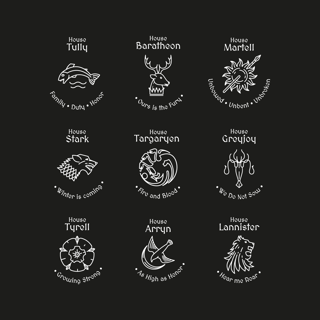 Nome do produto Camiseta As Grandes Casas de Westeros