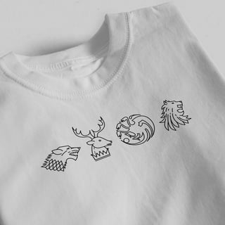Nome do produto Camiseta Stark + Baratheon + Targaryen + Lannister