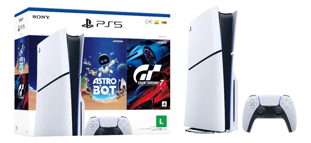 CONSOLE SONY PLAYSTATION SLIM DISK LEITOR 1TB BUNDLE GRAN TURISMO 7 ASTRO BOT