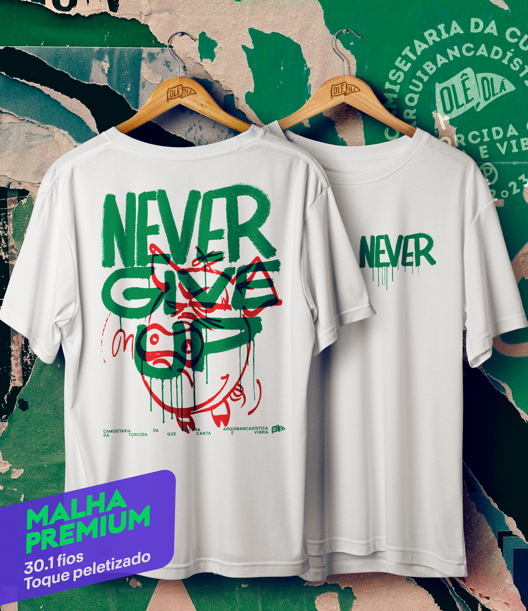 Camiseta // NEVER GIVE UP // OFF WHITE E BRANCA (((MALHA PREMIUM)))