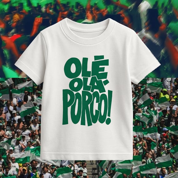  Camiseta Infantil_Juvenil Olê Olá Porco [2 - 8 - frente]