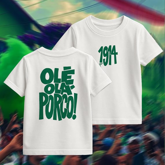  Camiseta Infantil_Juvenil Olê Olá Porco [10 - 14]