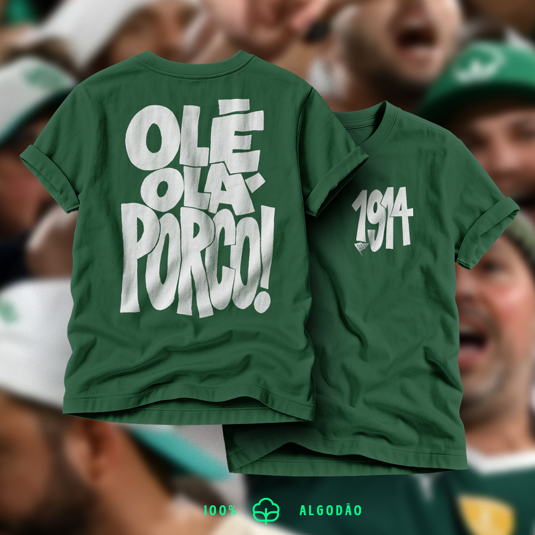 Camiseta Olê Olá Porco - Verde Musgo - Premium