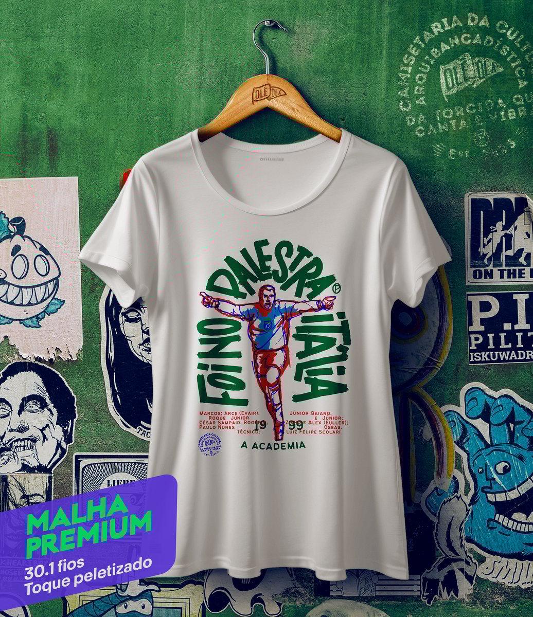 Nome do produto: Camiseta feminina //FOI NO PALESTRA ITALIA// - BABY LONG (((MALHA PREMIUM)))