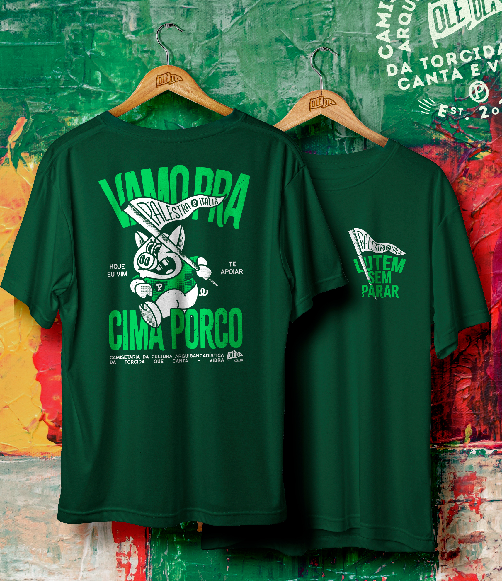 Camiseta //VAMO PRA CIMA PORCO// VERDE MUSGO