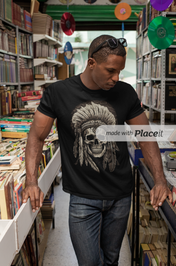 Nome do produto: Camiseta Personalizada | Royal Red Clth. | Sepia Shaman Skull