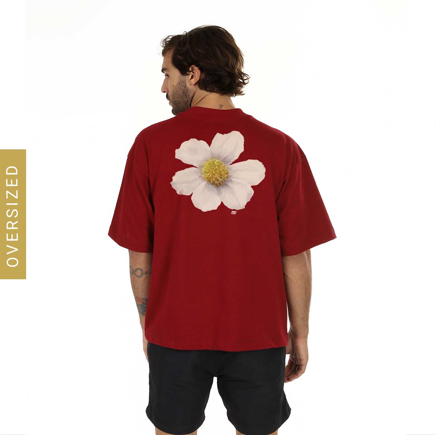 Flor Branca - Camiseta Oversized Estampa Floral Cores