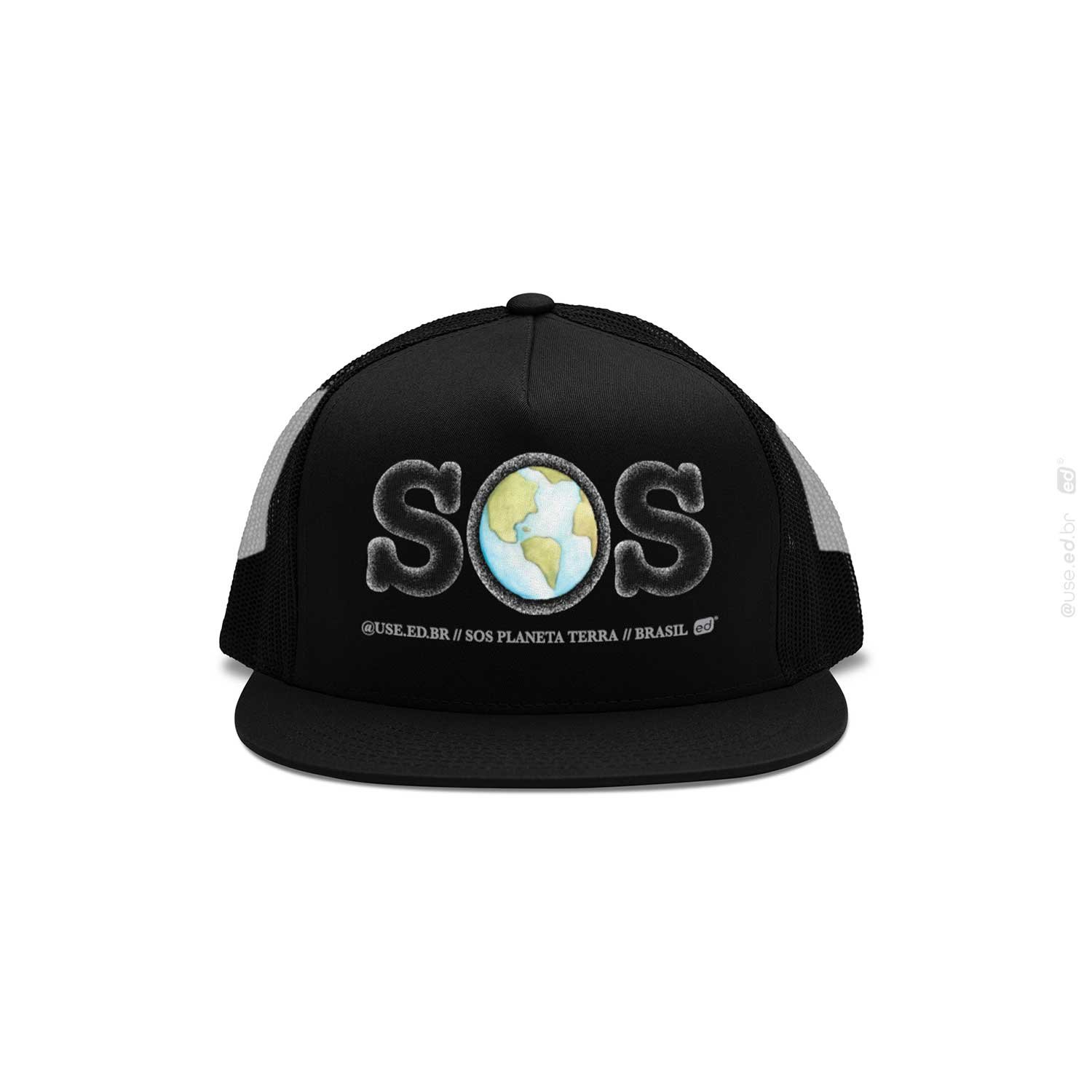 SOS Terra - Boné Trucker com tela SOS Planeta Terra