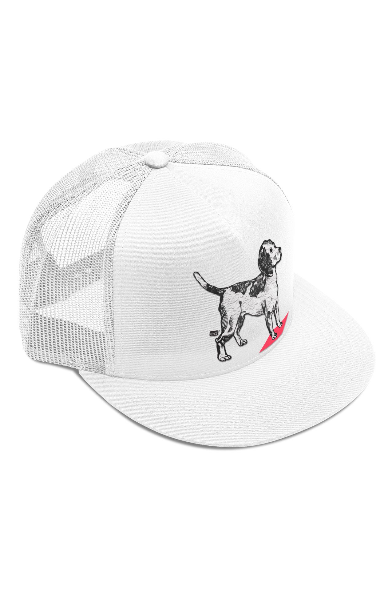 Boné Trucker Branco com Tela Hello Little Dog