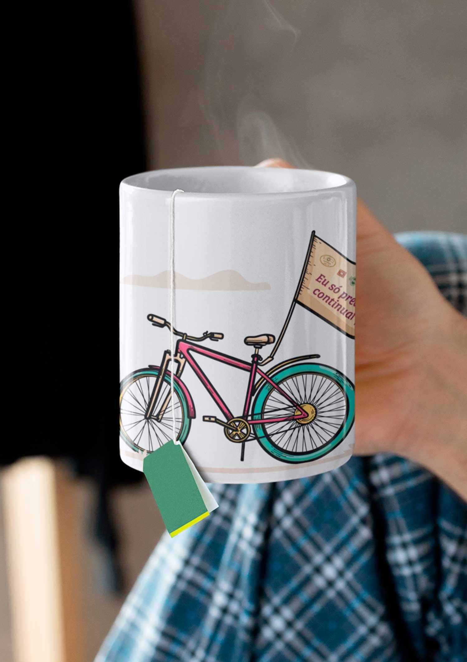 Caneca de Cerâmica Eu só preciso continuar pedalando