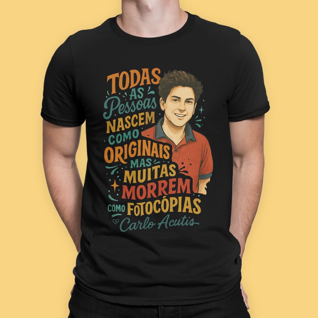 Nome do produto: Camiseta Carlo Acutis - Fotocópias