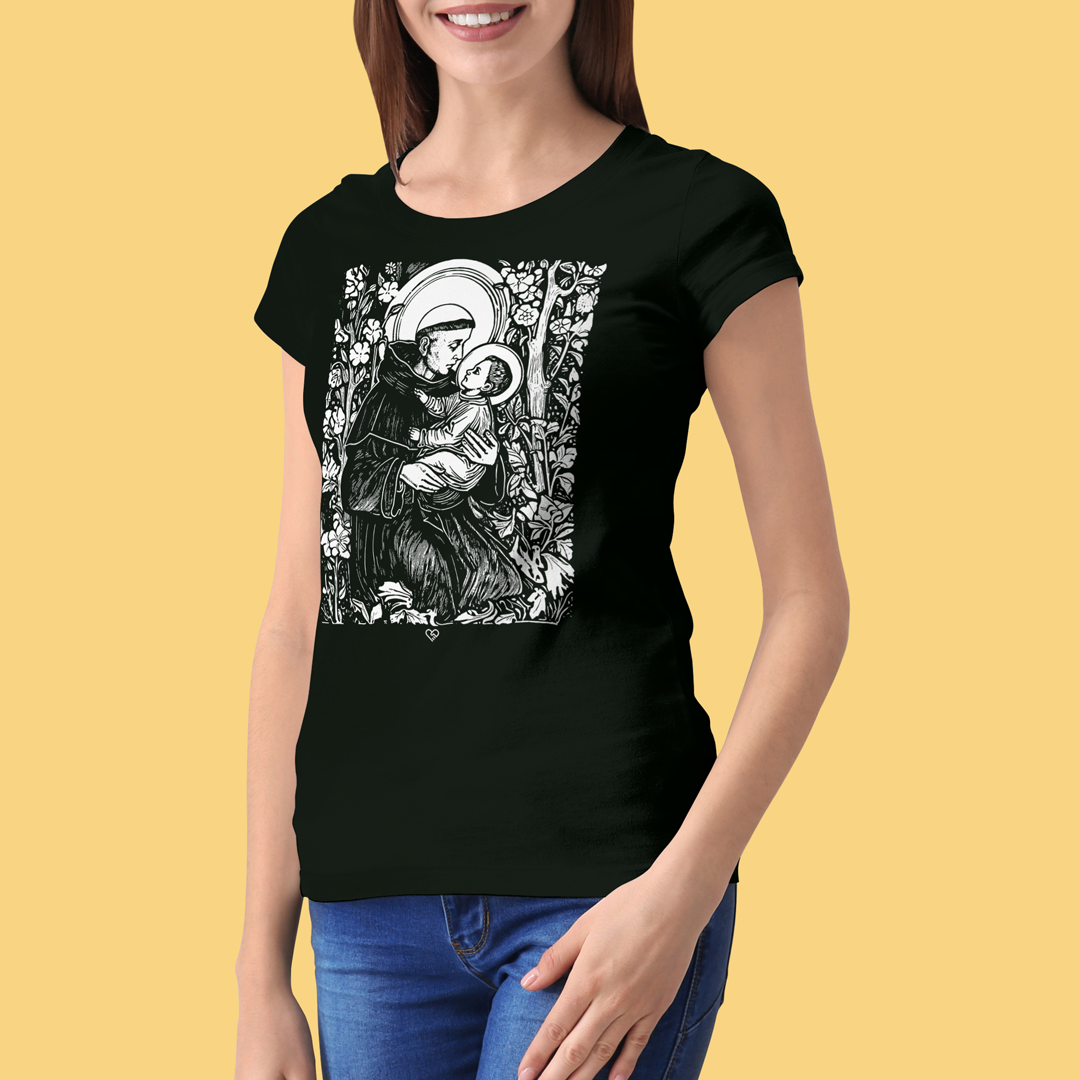 Nome do produto: Camiseta Santo Antonio Gravura - Feminina