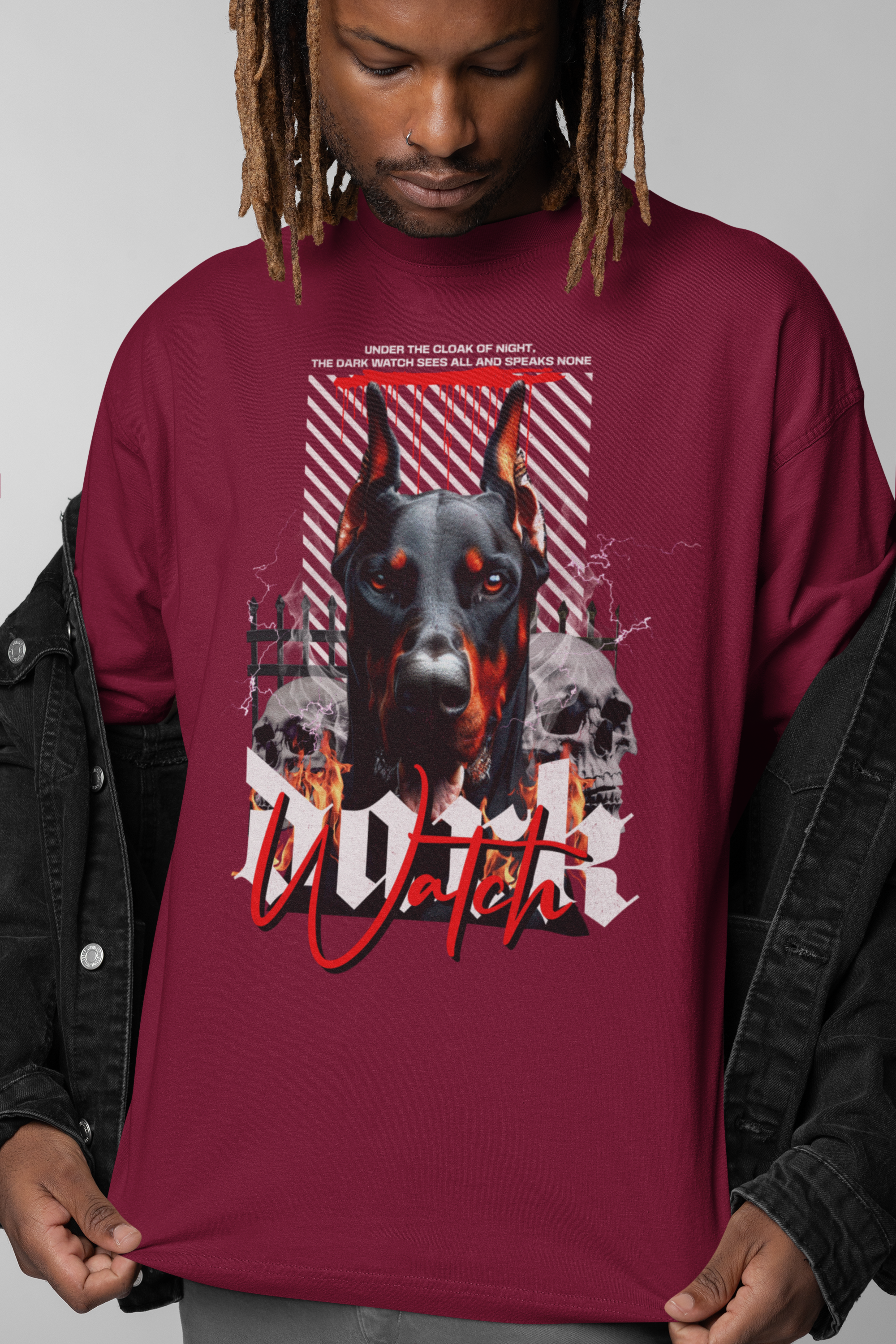 Camiseta Oversized Doberman Dark Watch