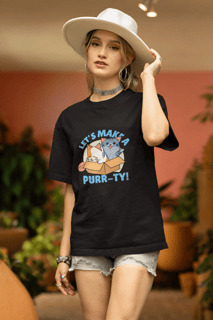 Camiseta Oversized Cats cartoon