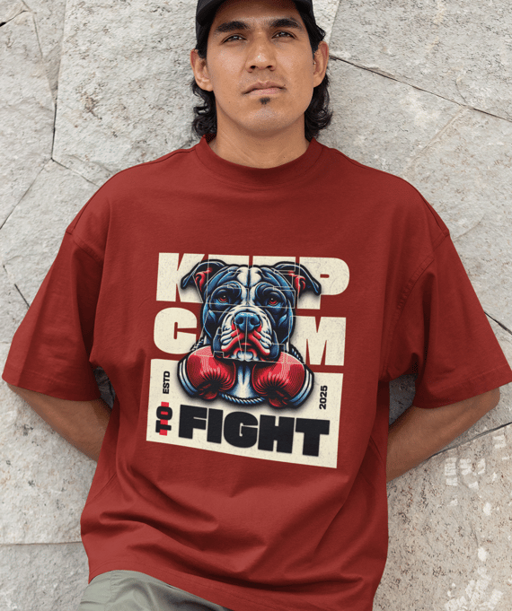 Camiseta Oversized Pitbull Keep Calm