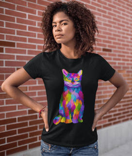 Camiseta personalizada Gatinho Colorido