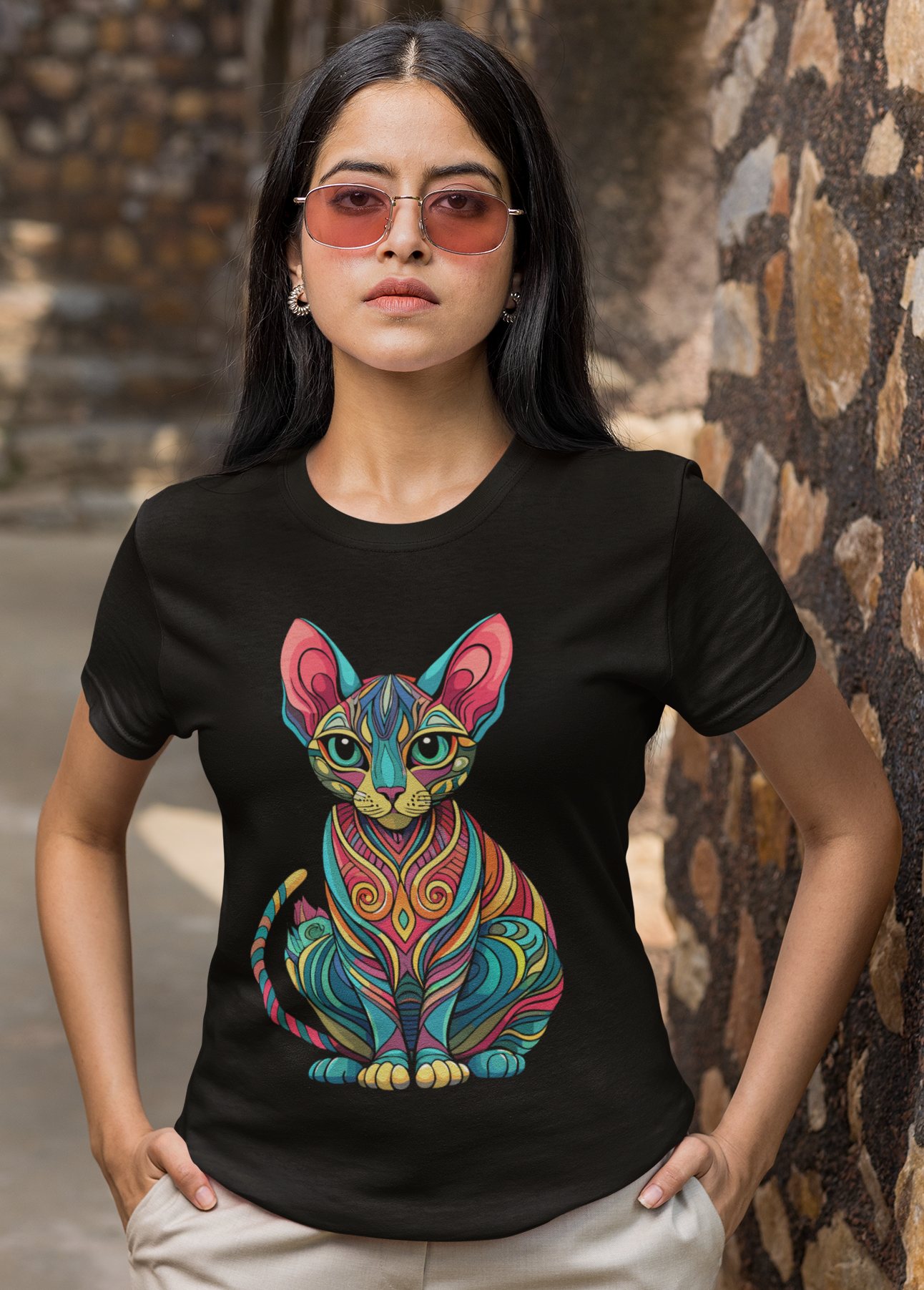 Camiseta Gato Sphynx Mandala Abstrato