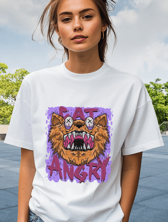 Camiseta Classica Cat Angry