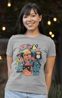 Nome do produto Camiseta Matilha de Cães divertida Cartoon