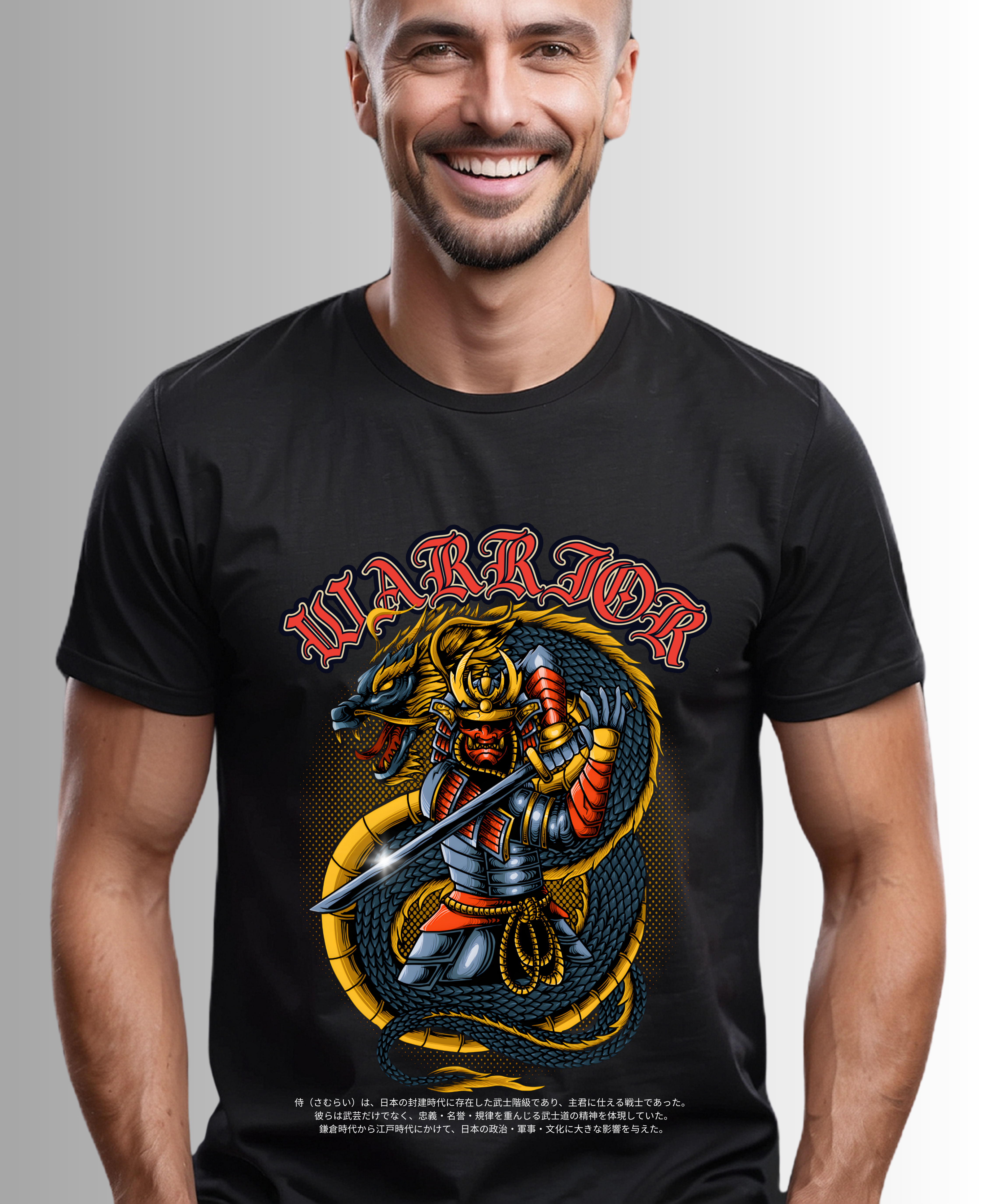 Nome do produto: Camiseta Classica Warrior Samurai Dragon