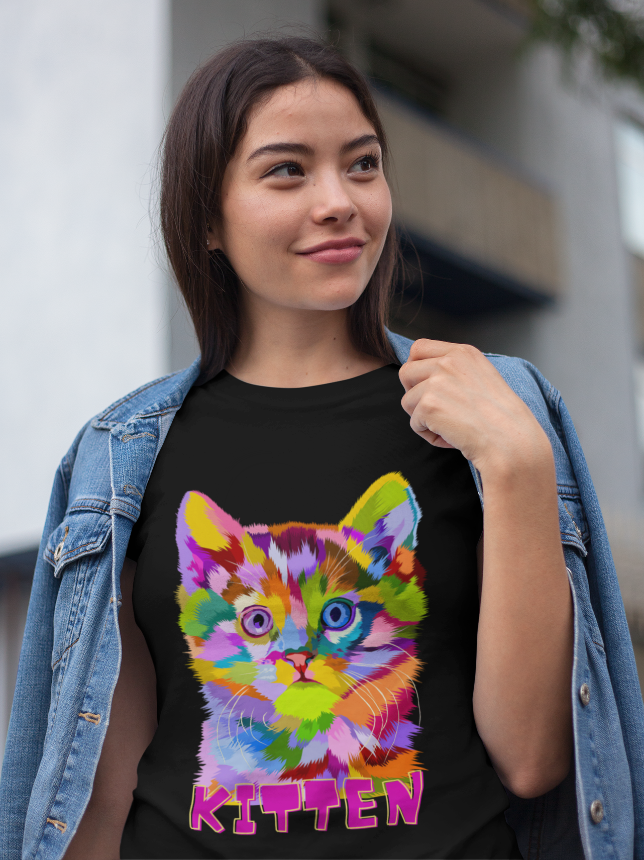 Camiseta personalizada Kitten Gato Abstrato