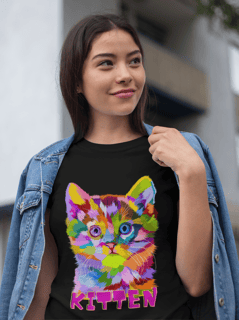 Camiseta personalizada Kitten Gato Abstrato