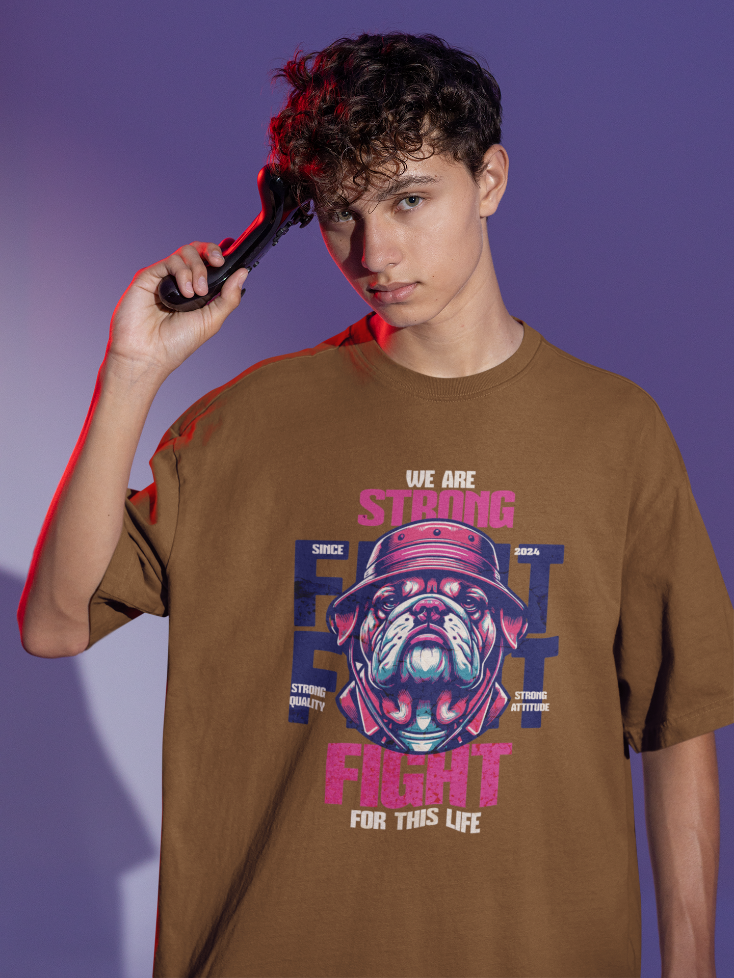 Camiseta Oversized Bulldog Strong Fight