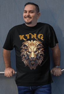 Camiseta Leão King dourado 3D