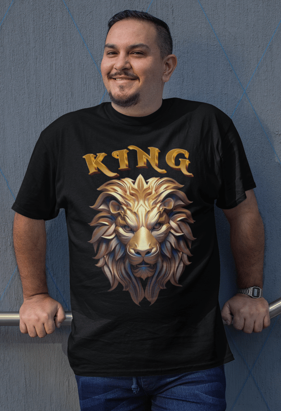 Camiseta Leão King dourado 3D