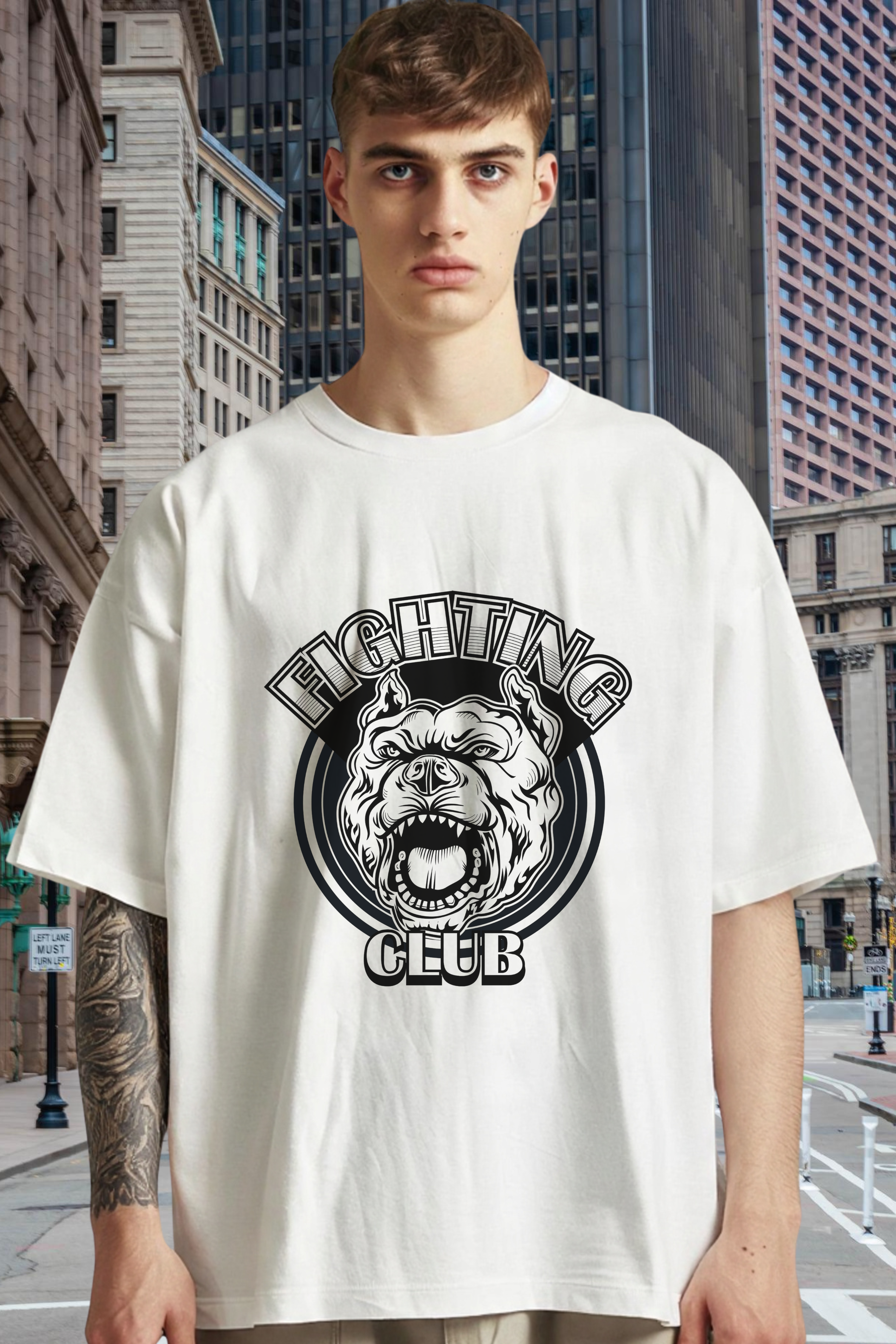 Nome do produto: Camiseta Oversized Fighting Club Pitbull