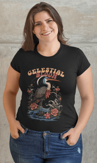 Camiseta Plus Size Celestial Bloom ( Garça )