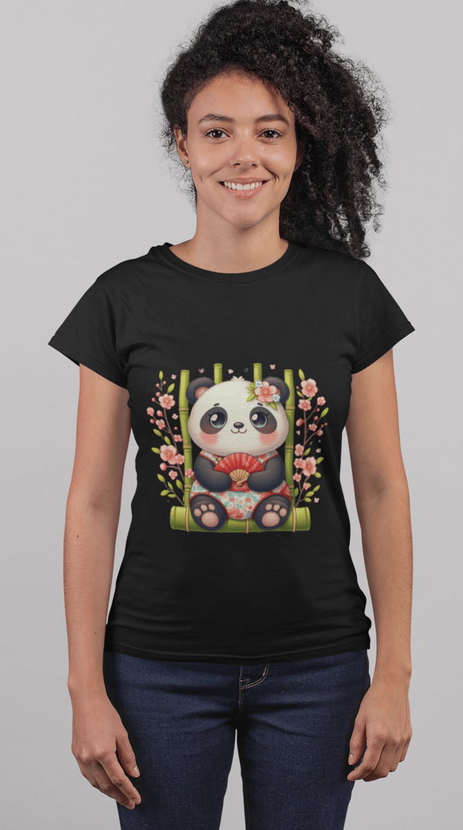 Nome do produto: Camiseta Baby Look Ursinha panda